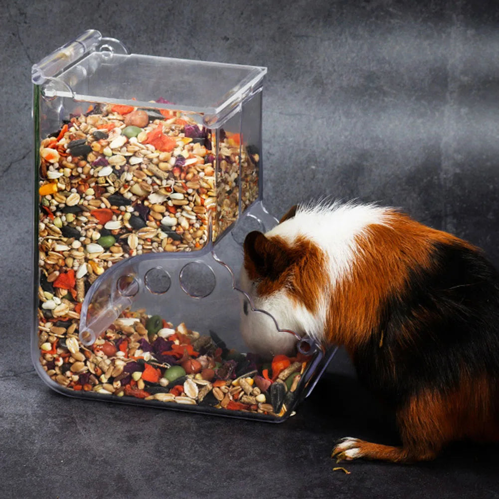  2-1PCS Cute Hamster Samll Animal Automatic Pet Food Feeder Convenient Strong Clear Transparent Safe Food Bowl for Hamster Bird