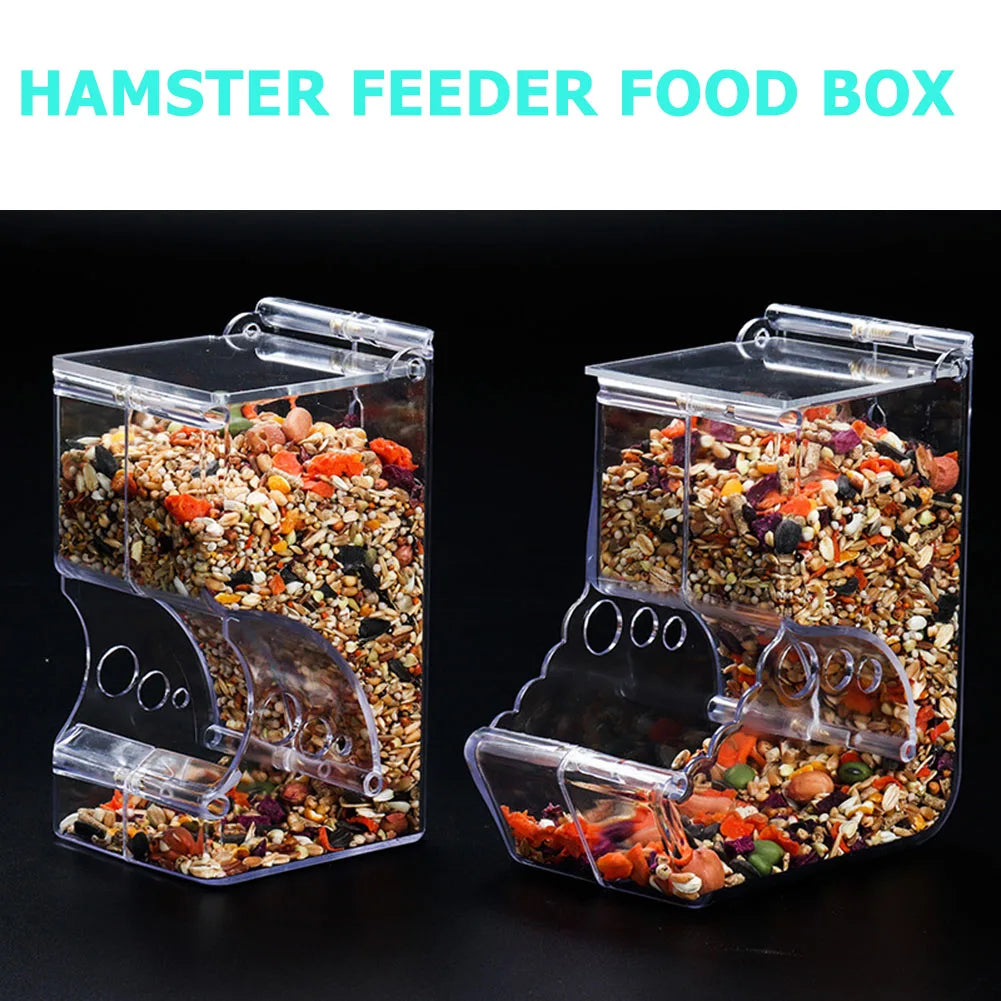  2-1PCS Cute Hamster Samll Animal Automatic Pet Food Feeder Convenient Strong Clear Transparent Safe Food Bowl for Hamster Bird