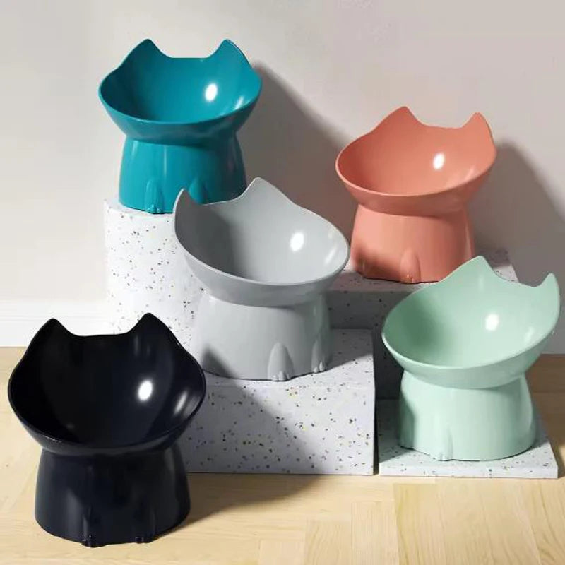 New cat bowl with long ears and high feet bowl with cat and dog neck protection and anti-overturning plastic raised pet bowl