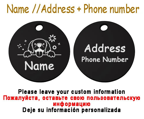 Personalized Pet Cat Dog Name Collar Accessories Circle Custom Engraved ID Tag Necklace Chain Charm Supplies For Dog Product