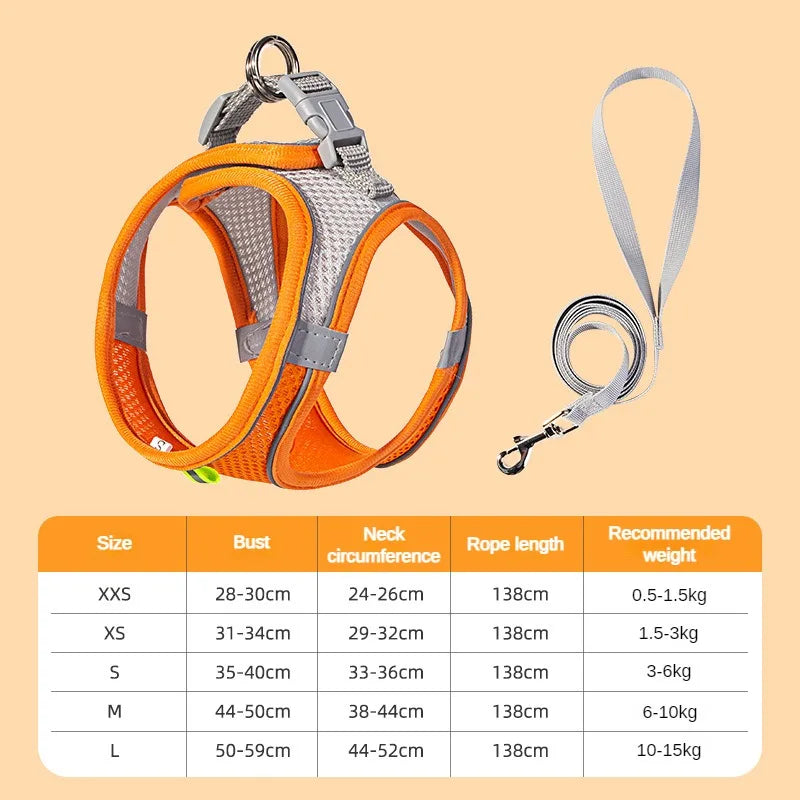 Puppy Harness Set Dog Accessories Adjustable Puppy and Cat Harness Vest French Bulldog Chihuahua Small Dog Collar Pet Leash Dogs