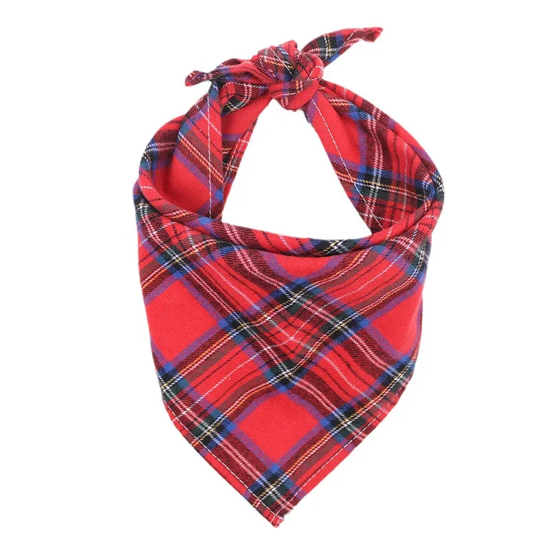 Cotton Big Dog Bandanas Bibs for Medium Large Dogs Classic Plaid Pet Triangle Scarf Golden Retriever mascotas Stuff Accessories