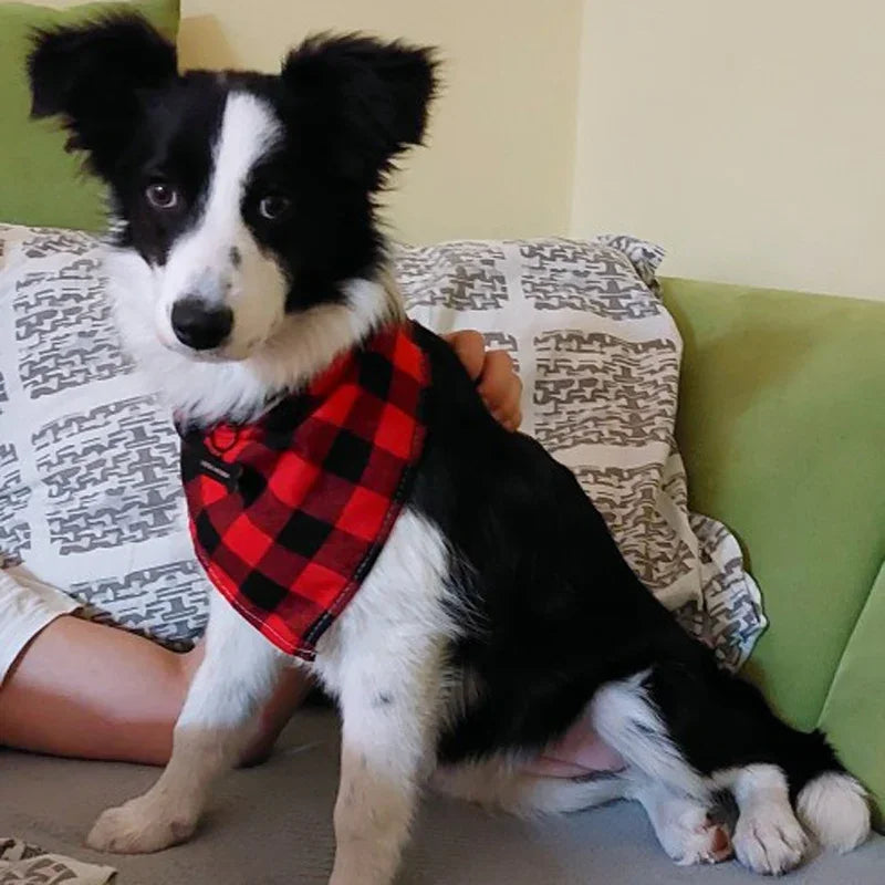 Cotton Big Dog Bandanas Bibs for Medium Large Dogs Classic Plaid Pet Triangle Scarf Golden Retriever mascotas Stuff Accessories