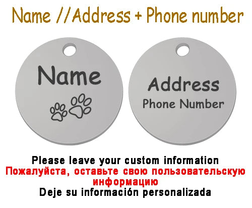 Personalized Pet Cat Dog Name Collar Accessories Circle Custom Engraved ID Tag Necklace Chain Charm Supplies For Dog Product