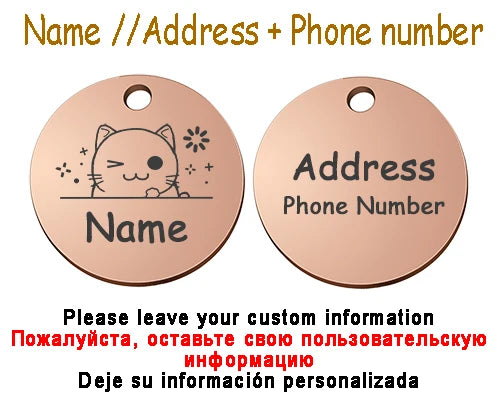 Personalized Pet Cat Dog Name Collar Accessories Circle Custom Engraved ID Tag Necklace Chain Charm Supplies For Dog Product