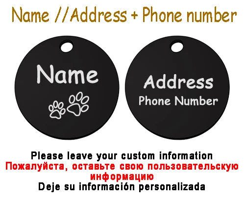 Personalized Pet Cat Dog Name Collar Accessories Circle Custom Engraved ID Tag Necklace Chain Charm Supplies For Dog Product