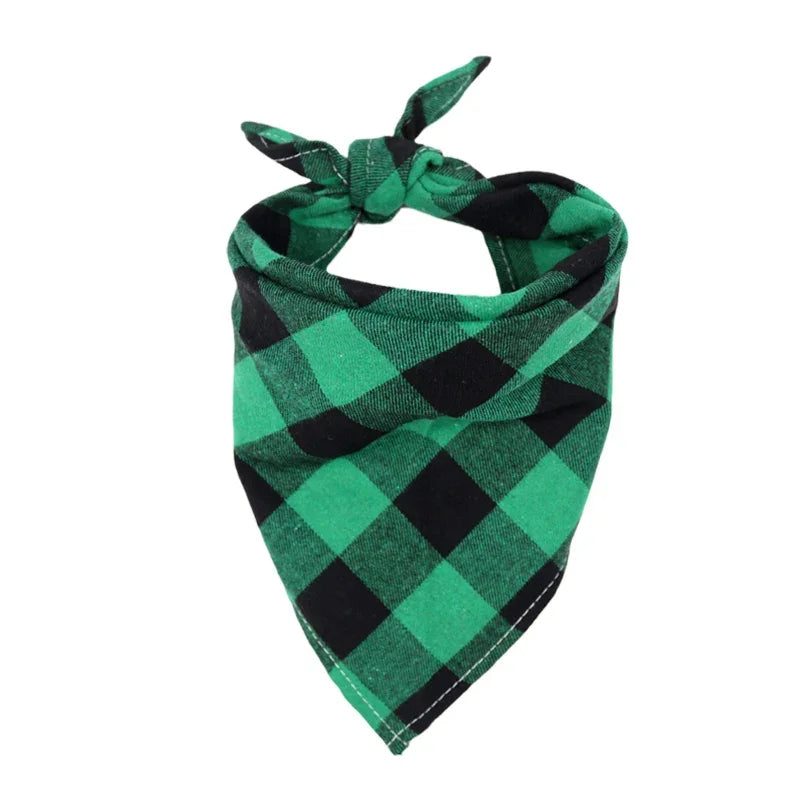 Cotton Big Dog Bandanas Bibs for Medium Large Dogs Classic Plaid Pet Triangle Scarf Golden Retriever mascotas Stuff Accessories