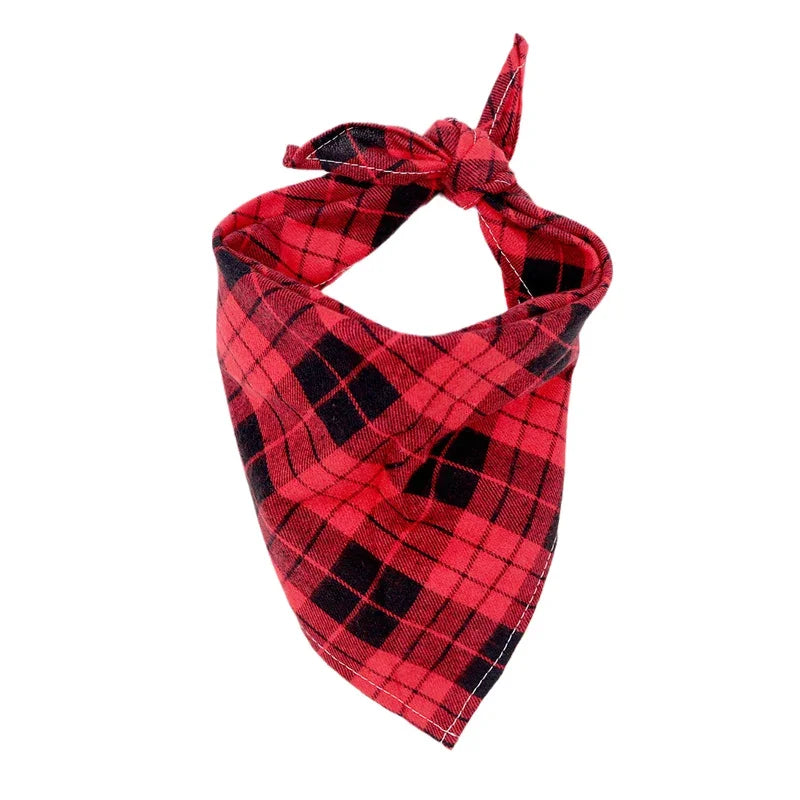 Cotton Big Dog Bandanas Bibs for Medium Large Dogs Classic Plaid Pet Triangle Scarf Golden Retriever mascotas Stuff Accessories