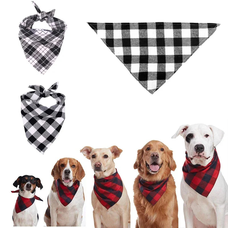Cotton Big Dog Bandanas Bibs for Medium Large Dogs Classic Plaid Pet Triangle Scarf Golden Retriever mascotas Stuff Accessories