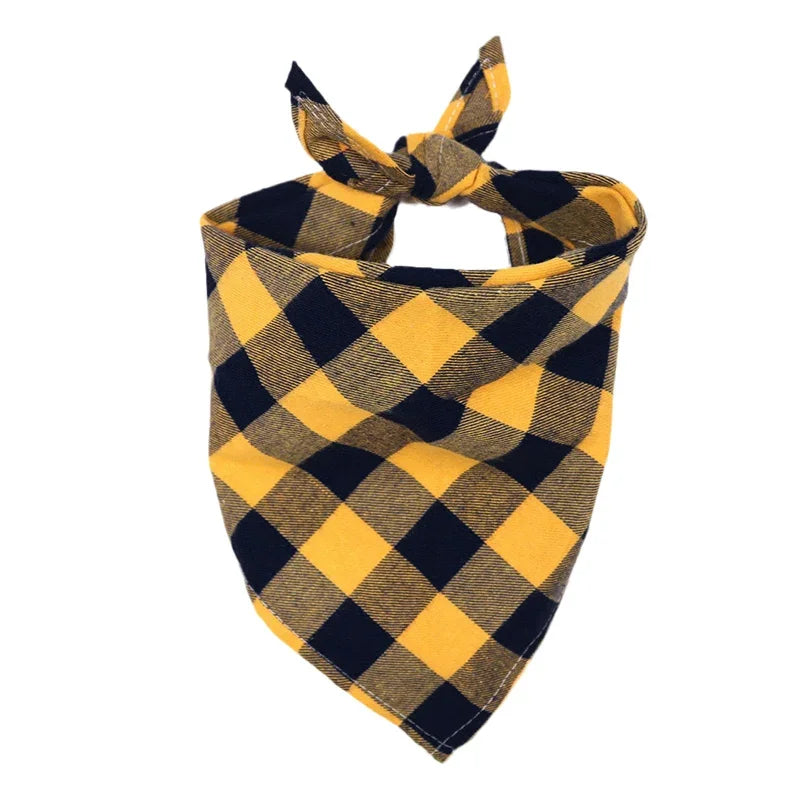 Cotton Big Dog Bandanas Bibs for Medium Large Dogs Classic Plaid Pet Triangle Scarf Golden Retriever mascotas Stuff Accessories
