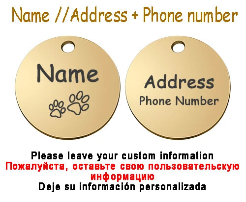 Personalized Pet Cat Dog Name Collar Accessories Circle Custom Engraved ID Tag Necklace Chain Charm Supplies For Dog Product