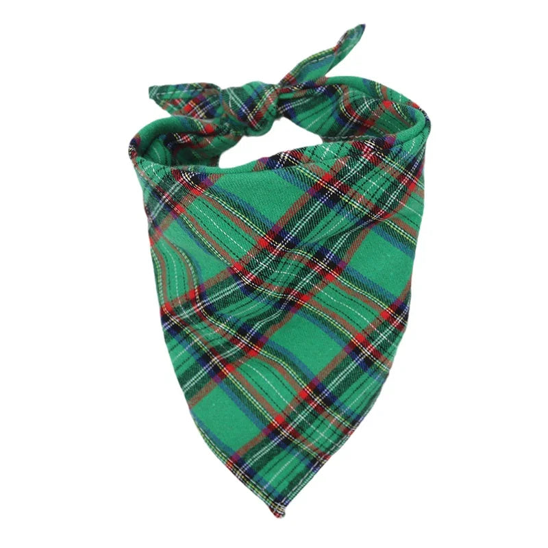 Cotton Big Dog Bandanas Bibs for Medium Large Dogs Classic Plaid Pet Triangle Scarf Golden Retriever mascotas Stuff Accessories
