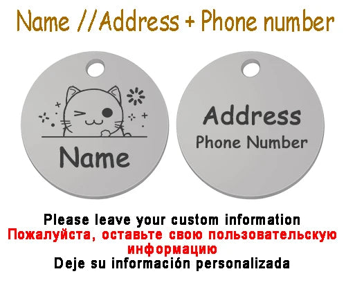 Personalized Pet Cat Dog Name Collar Accessories Circle Custom Engraved ID Tag Necklace Chain Charm Supplies For Dog Product